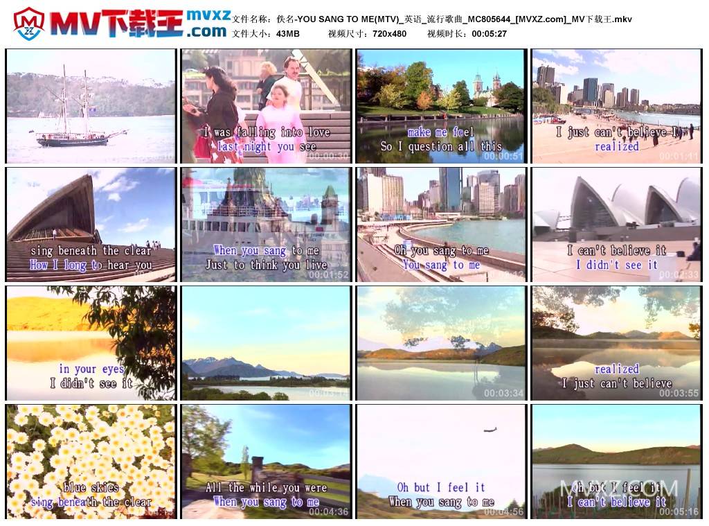 佚名-YOU SANG TO ME(MTV)_英语_流行歌曲_MC805644